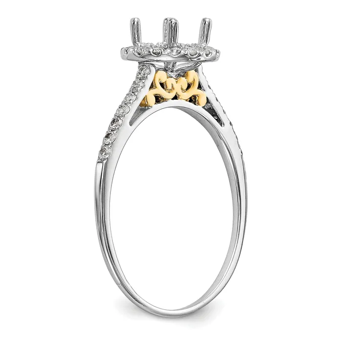 Rings 100ct CZ Solid Real 14k Twotone Gold Round Halo Engagement Ring Goldia