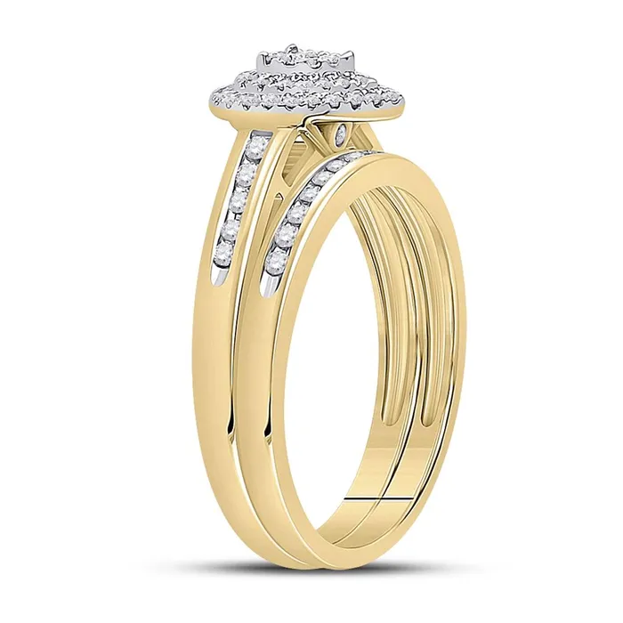 Rings gndatlanta 10k Yellow Gold Round Diamond Pear Bridal Wedding Ring Set 13 Cttw