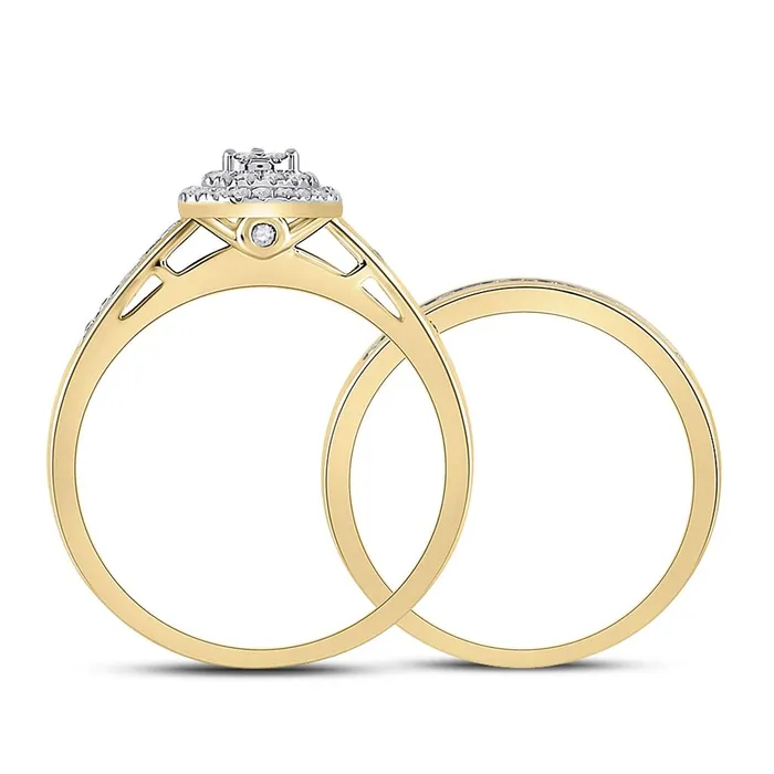 Rings gndatlanta 10k Yellow Gold Round Diamond Pear Bridal Wedding Ring Set 13 Cttw