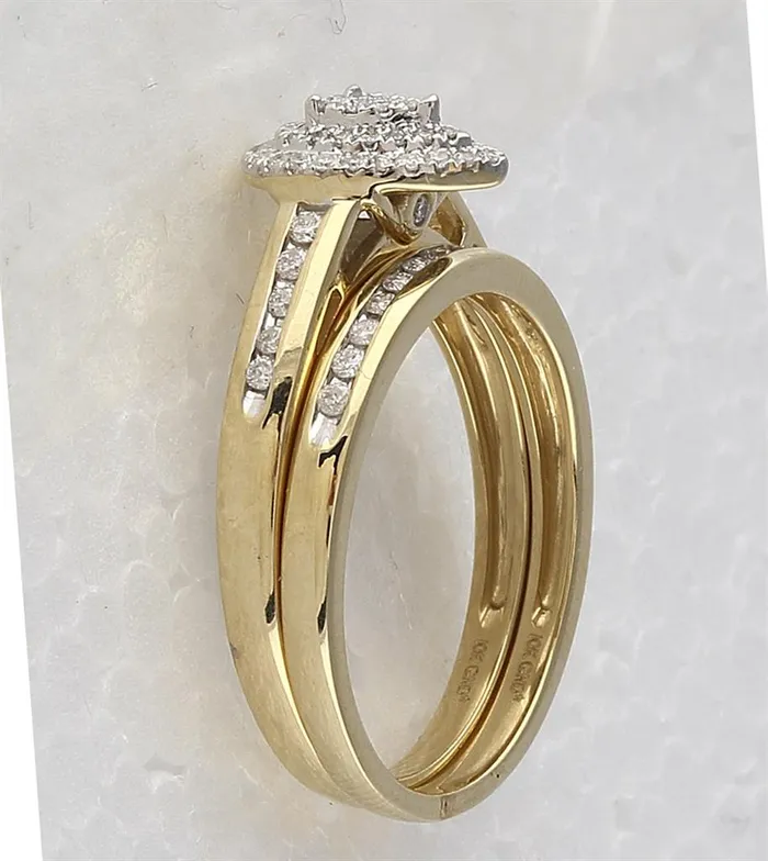 Rings gndatlanta 10k Yellow Gold Round Diamond Pear Bridal Wedding Ring Set 13 Cttw