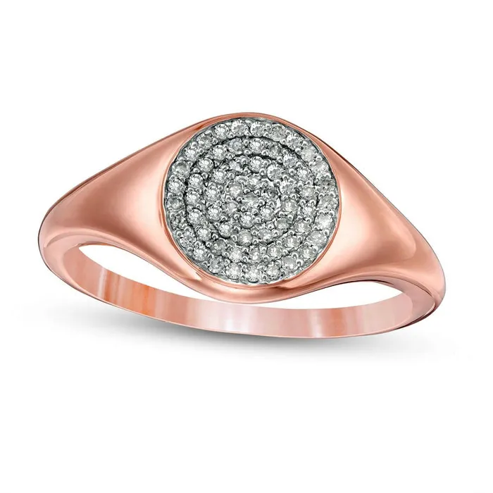 Rings Goldia 020 CT TW Composite Natural Diamond Signet Ring in Solid 14K Rose Gold Rings Goldia 020 CT TW Composite Natural Diamond Signet Ring in Solid 14K Rose Gold