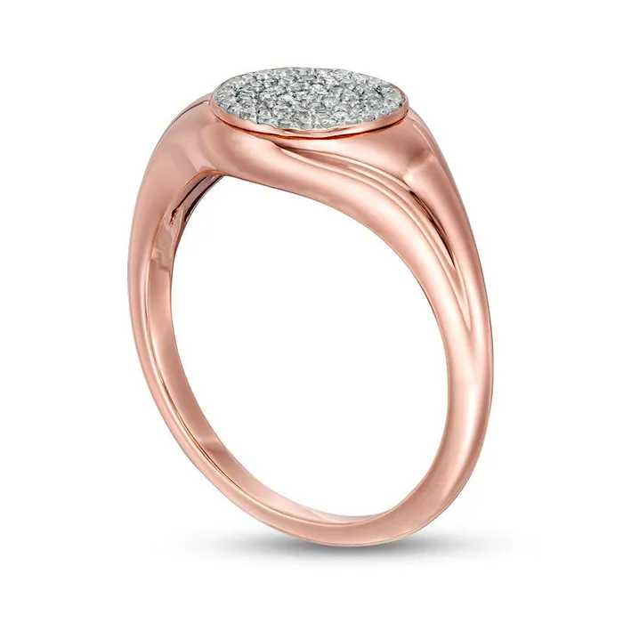 Rings Goldia 020 CT TW Composite Natural Diamond Signet Ring in Solid 14K Rose Gold Rings Goldia 020 CT TW Composite Natural Diamond Signet Ring in Solid 14K Rose Gold