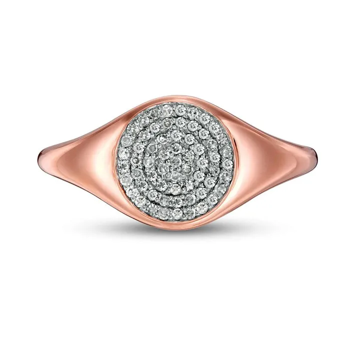 Rings Goldia 020 CT TW Composite Natural Diamond Signet Ring in Solid 14K Rose Gold Rings Goldia 020 CT TW Composite Natural Diamond Signet Ring in Solid 14K Rose Gold