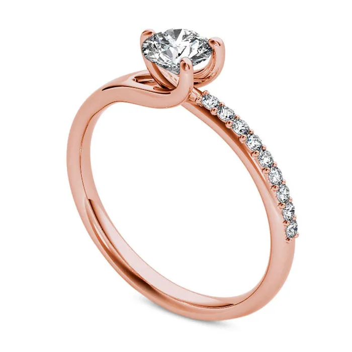 Rings Goldia 10 CT TW Natural Diamond Bypass Engagement Ring in Solid 14K Rose Gold Rings Goldia 10 CT TW Natural Diamond Bypass Engagement Ring in Solid 14K Rose Gold