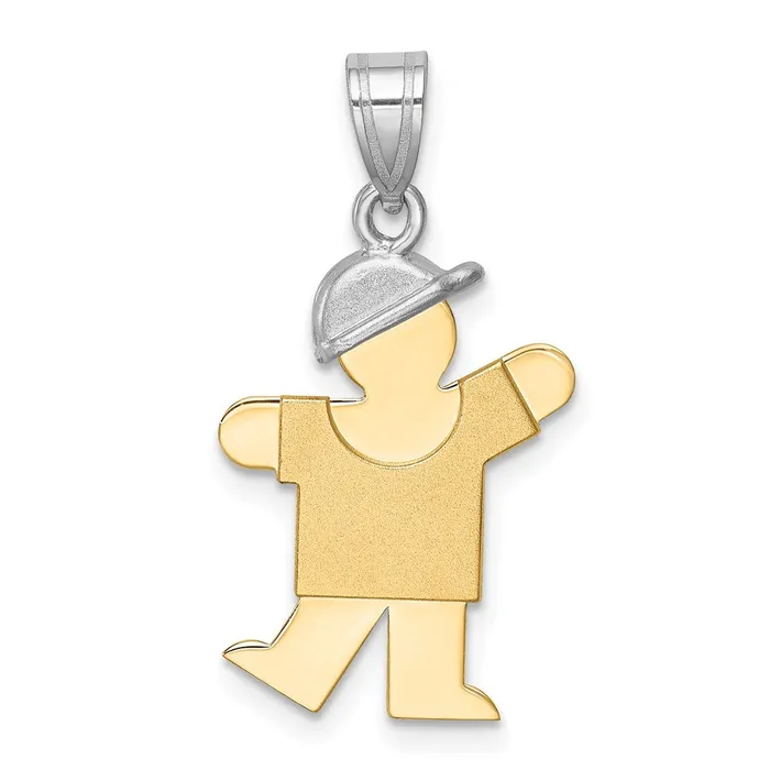 Rings Goldia 14k Twotone Gold Twotone Gold Small Boy w Hat on Left Engravable Charm