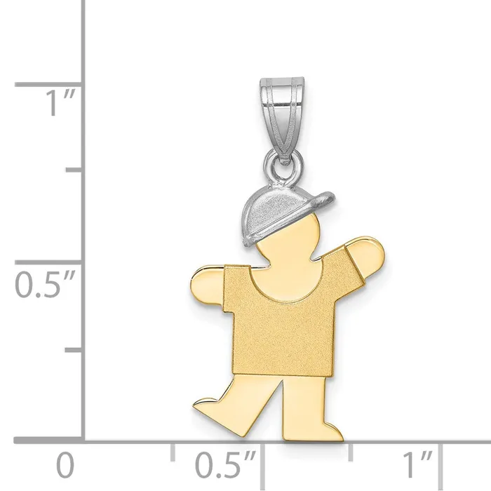 Rings Goldia 14k Twotone Gold Twotone Gold Small Boy w Hat on Left Engravable Charm