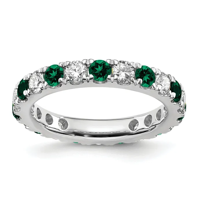 Rings Goldia 14k White Gold 1 Ct Lab Grown Diamond VSSI G and Lab Created Emerald Eternity Band Ring Rings Goldia 14k White Gold 1 Ct Lab Grown Diamond VSSI G and Lab Created Emerald Eternity Band Ring