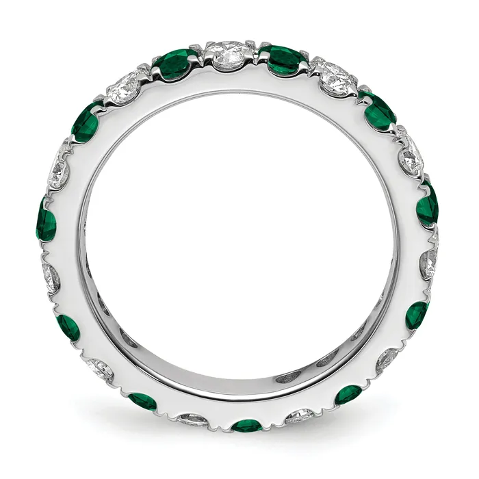 Rings Goldia 14k White Gold 1 Ct Lab Grown Diamond VSSI G and Lab Created Emerald Eternity Band Ring