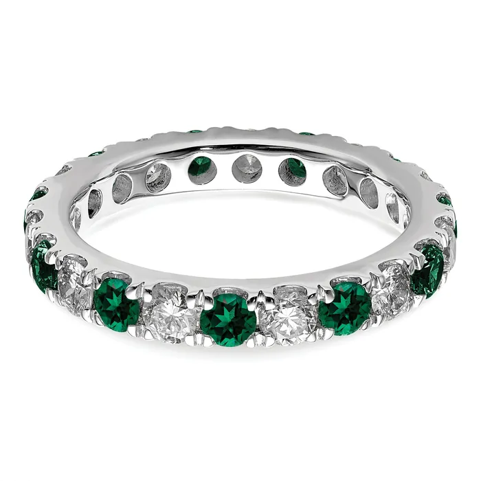Rings Goldia 14k White Gold 1 Ct Lab Grown Diamond VSSI G and Lab Created Emerald Eternity Band Ring