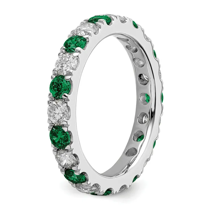 Rings Goldia 14k White Gold 1 Ct Lab Grown Diamond VSSI G and Lab Created Emerald Eternity Band Ring