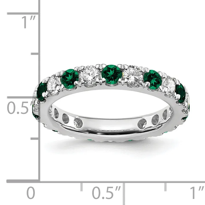 Rings Goldia 14k White Gold 1 Ct Lab Grown Diamond VSSI G and Lab Created Emerald Eternity Band Ring