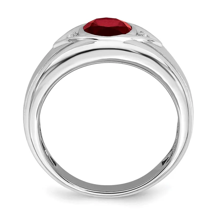 Rings Goldia 14k White Gold Created Ruby and Real Diamond Mens Ring