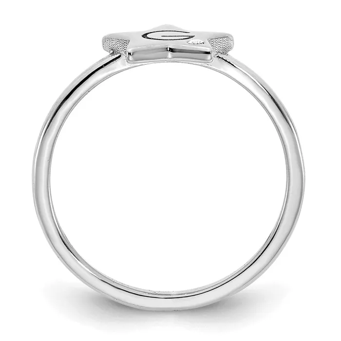 Rings Goldia 14K White Gold Initial Star with Real Diamond Signet Ring