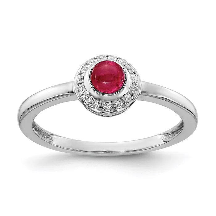 Rings Goldia 14k White Gold Real Diamond and Cabochon Ruby Ring