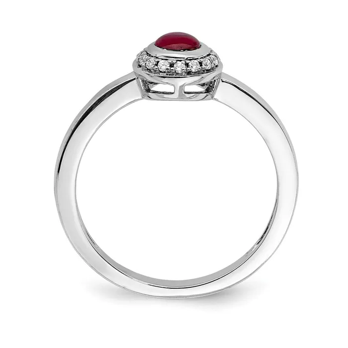 Rings Goldia 14k White Gold Real Diamond and Cabochon Ruby Ring