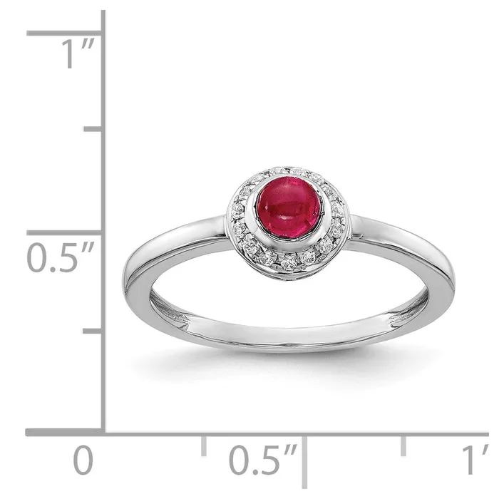 Rings Goldia 14k White Gold Real Diamond and Cabochon Ruby Ring