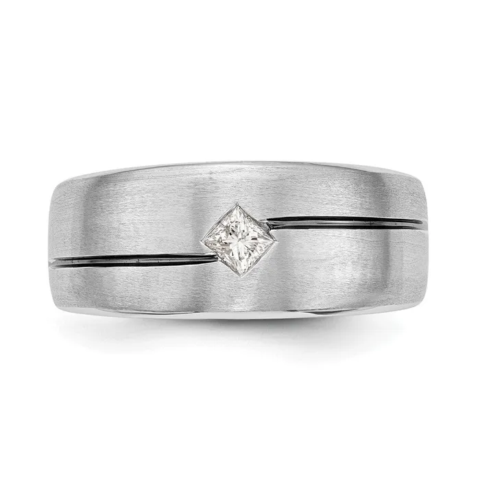 Rings Goldiacom 14k White Gold Real Diamond Enameled Mens Band