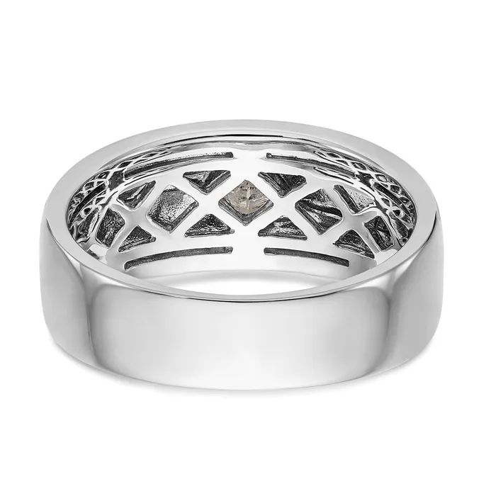Rings Goldiacom 14k White Gold Real Diamond Enameled Mens Band