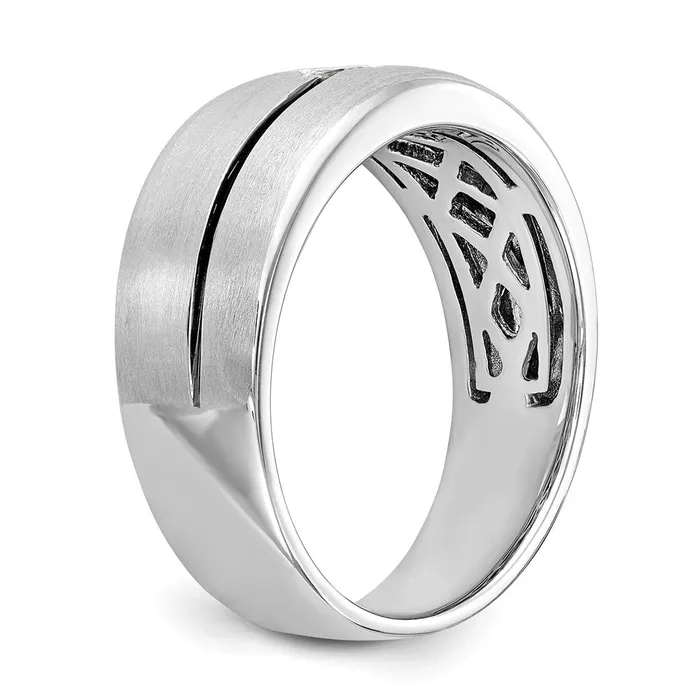 Rings Goldiacom 14k White Gold Real Diamond Enameled Mens Band