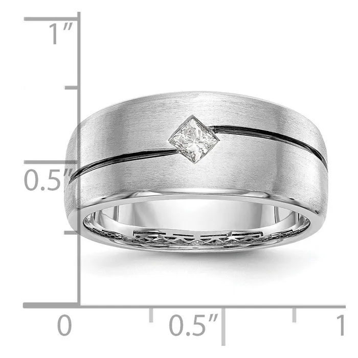 Rings Goldiacom 14k White Gold Real Diamond Enameled Mens Band