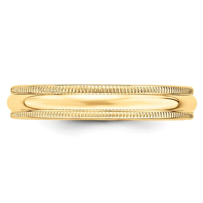 Rings Goldia Solid 18K Yellow Gold 4mm Light Weight Milgrain Half Round MensWomens Wedding Band Ring Size 10