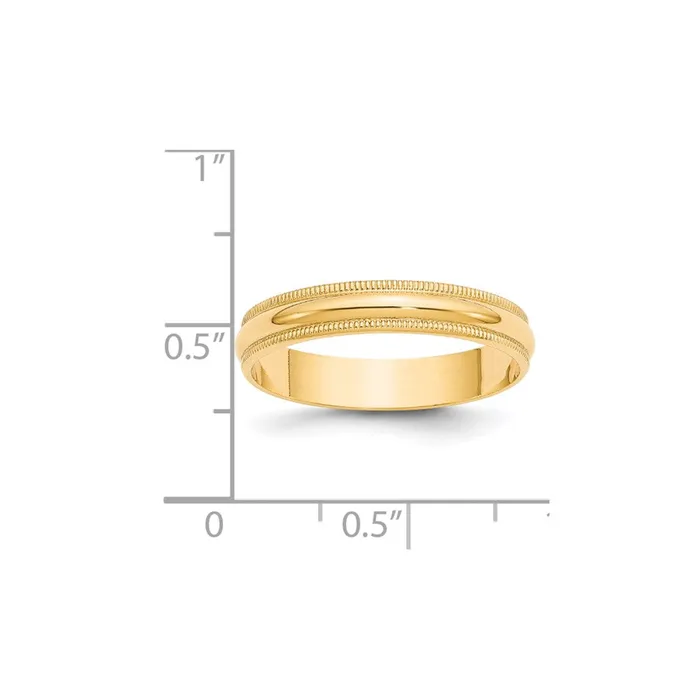 Rings Goldia Solid 18K Yellow Gold 4mm Light Weight Milgrain Half Round MensWomens Wedding Band Ring Size 10