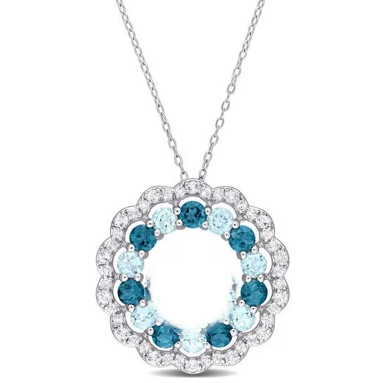 Rings Original AMOUR 6 CT TGW London Blue Sky Blue and White Topaz Open Circle Pendant with Chain In Sterling Silver JMS always Rings Original AMOUR 6 CT TGW London Blue Sky Blue and White Topaz Open Circle Pendant with Chain In Sterling Silver JMS always