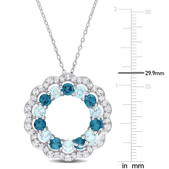 Rings Original AMOUR 6 CT TGW London Blue Sky Blue and White Topaz Open Circle Pendant with Chain In Sterling Silver JMS always