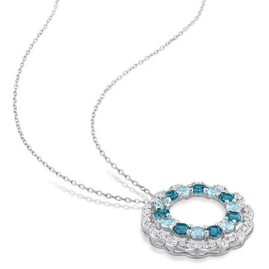Rings Original AMOUR 6 CT TGW London Blue Sky Blue and White Topaz Open Circle Pendant with Chain In Sterling Silver JMS always