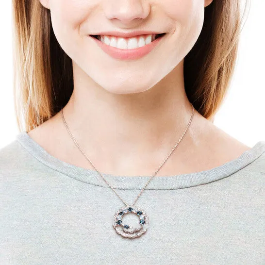Rings Original AMOUR 6 CT TGW London Blue Sky Blue and White Topaz Open Circle Pendant with Chain In Sterling Silver JMS always