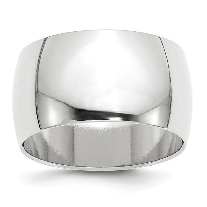 Solid 14K White Gold 12mm Half Round MensWomens Wedding Band Ring Size 5 Goldia Rings Solid 14K White Gold 12mm Half Round MensWomens Wedding Band Ring Size 5 Goldia Rings