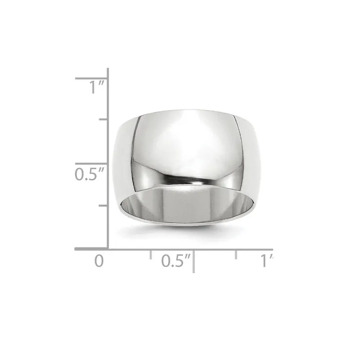 Solid 14K White Gold 12mm Half Round MensWomens Wedding Band Ring Size 5 Goldia Rings Solid 14K White Gold 12mm Half Round MensWomens Wedding Band Ring Size 5 Goldia Rings