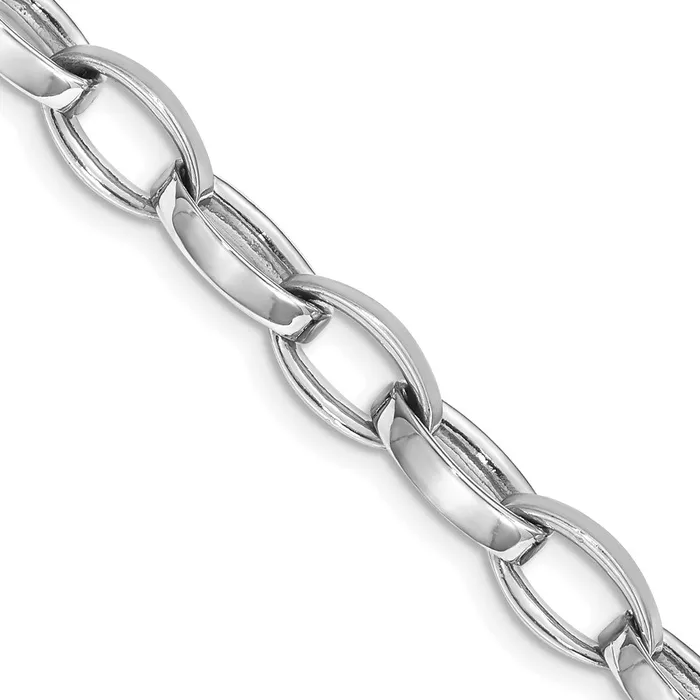 Solid 14K White Gold 9 inch 66mm Hand Polished and Satin Fancy Link with Fancy Lobster Clasp Bracelet MDS Bracelets Solid 14K White Gold 9 inch 66mm Hand Polished and Satin Fancy Link with Fancy Lobster Clasp Bracelet MDS Bracelets