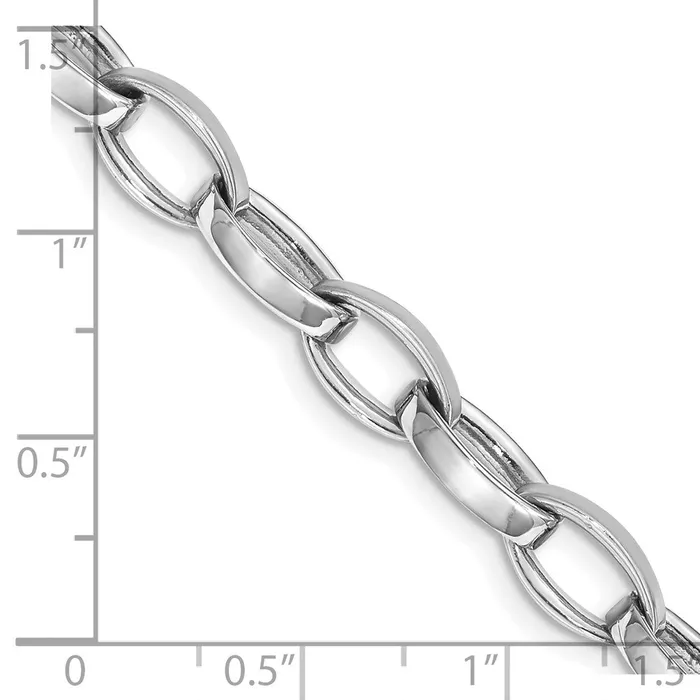 Solid 14K White Gold 9 inch 66mm Hand Polished and Satin Fancy Link with Fancy Lobster Clasp Bracelet MDS Bracelets Solid 14K White Gold 9 inch 66mm Hand Polished and Satin Fancy Link with Fancy Lobster Clasp Bracelet MDS Bracelets