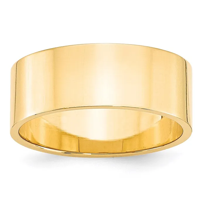 Solid 14K Yellow Gold 8mm Light Weight Flat MensWomens Wedding Band Ring Size 10 Goldia Rings Solid 14K Yellow Gold 8mm Light Weight Flat MensWomens Wedding Band Ring Size 10 Goldia Rings