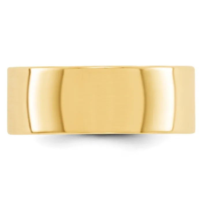 Solid 14K Yellow Gold 8mm Light Weight Flat MensWomens Wedding Band Ring Size 10 Goldia Rings