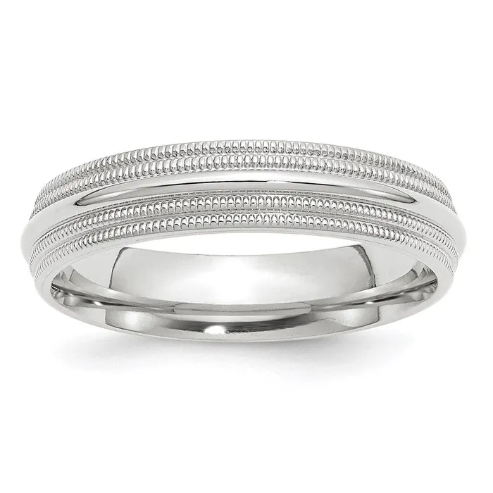 Solid 18K White Gold 5mm Double Milgrain Comfort Fit MensWomens Wedding Band Ring Size 75 Goldia Rings Solid 18K White Gold 5mm Double Milgrain Comfort Fit MensWomens Wedding Band Ring Size 75 Goldia Rings