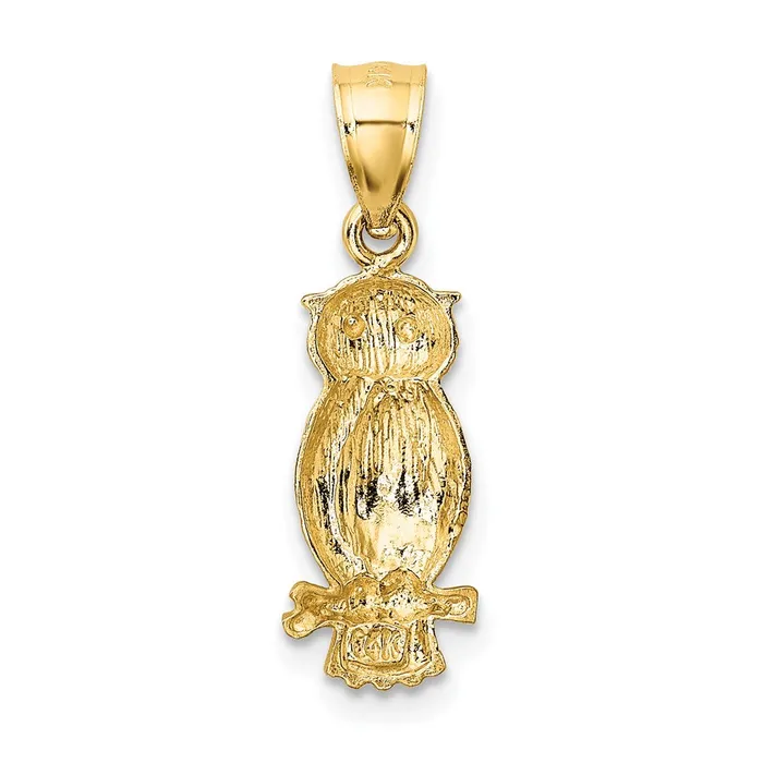 14k Satin Diamondcut Owl Pendant TreasureFineJewelers Necklaces