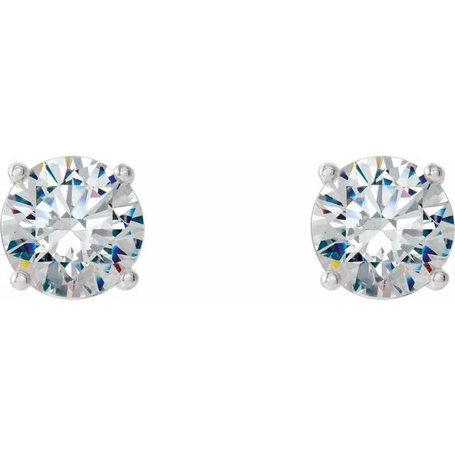 14K White Gold 12 CTW LabGrown Diamond 4Prong Stud Earrings TreasureFineJewelers Earrings