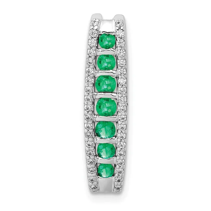 14k White Gold Diamond and Emerald Fancy Chain Slide TreasureFineJewelers Necklaces 14k White Gold Diamond and Emerald Fancy Chain Slide TreasureFineJewelers Necklaces