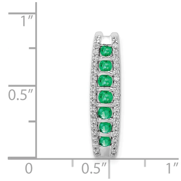 14k White Gold Diamond and Emerald Fancy Chain Slide TreasureFineJewelers Necklaces