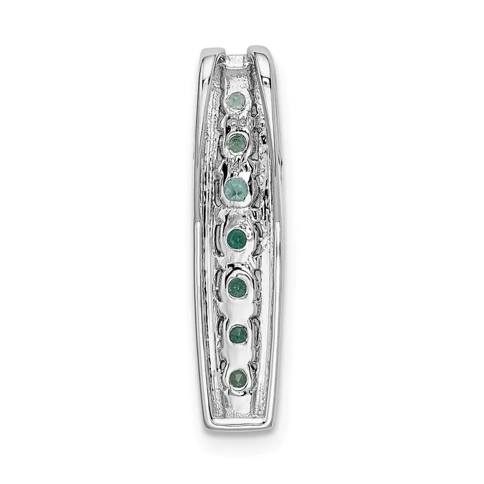 14k White Gold Diamond and Emerald Fancy Chain Slide TreasureFineJewelers Necklaces