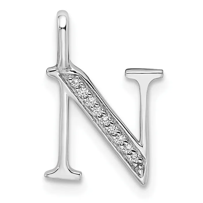 14K White Gold Diamond Letter N Initial Pendant TreasureFineJewelers Necklaces 14K White Gold Diamond Letter N Initial Pendant TreasureFineJewelers Necklaces
