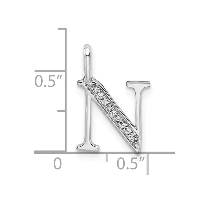 14K White Gold Diamond Letter N Initial Pendant TreasureFineJewelers Necklaces