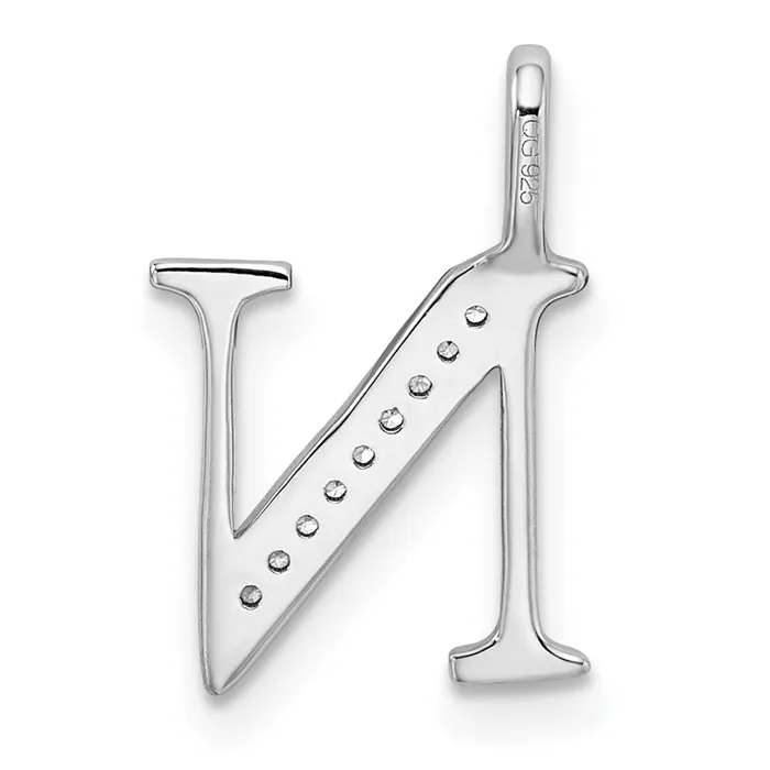 14K White Gold Diamond Letter N Initial Pendant TreasureFineJewelers Necklaces