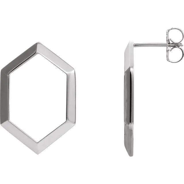 14K White Gold Geometric Drop Earrings TreasureFineJewelers Earrings