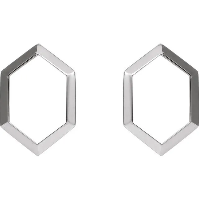 14K White Gold Geometric Drop Earrings TreasureFineJewelers Earrings
