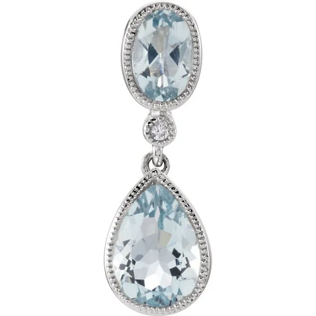 14K White Gold Natural Aquamarine 006 CTW Natural Diamond Pendant TreasureFineJewelers Necklaces 14K White Gold Natural Aquamarine 006 CTW Natural Diamond Pendant TreasureFineJewelers Necklaces