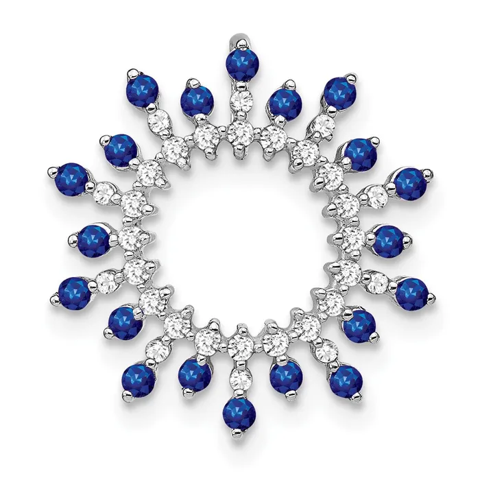 14k White Gold Sapphire and Diamond Snowflake Chain Slide TreasureFineJewelers Necklaces 14k White Gold Sapphire and Diamond Snowflake Chain Slide TreasureFineJewelers Necklaces