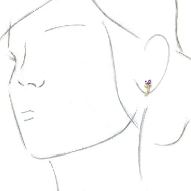 14K Yellow Amethyst FloralInspired JHoop Earrings TreasureFineJewelers Earrings